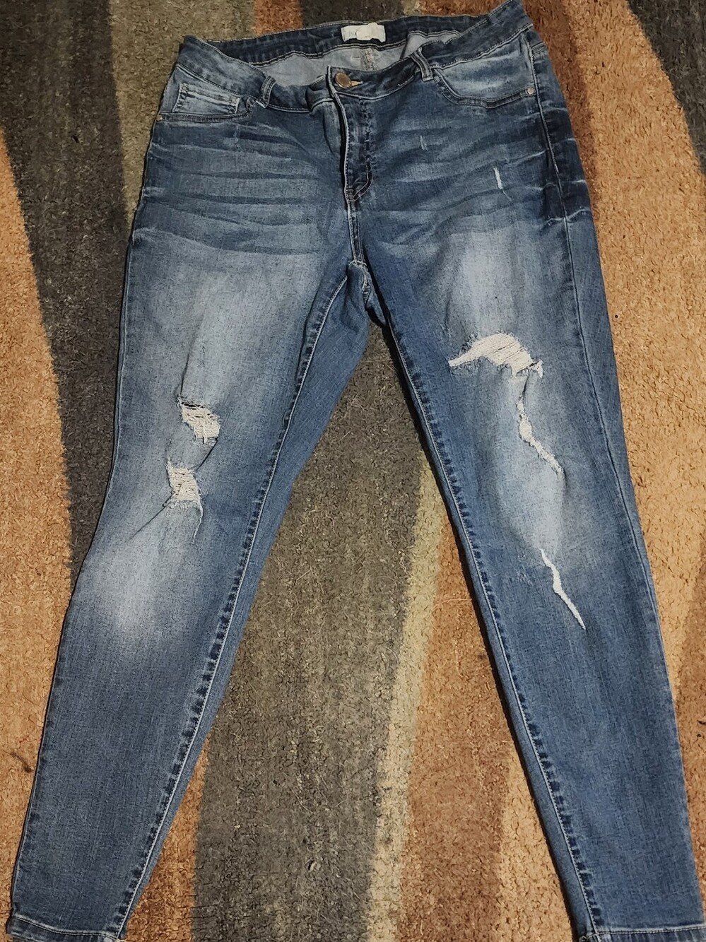 Jolt Women's Distressed Skinny Jeans - Blue Wash